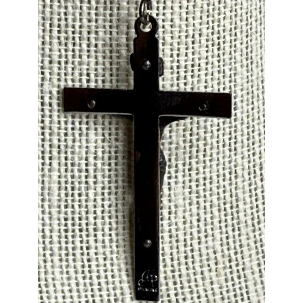 Vintage Sterling Silver AB Crystal Catholic Rosary Italy Crucifix Marian Medal
